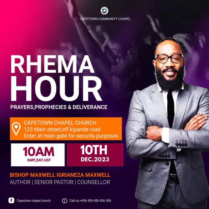 Plantilla de Rhema hour service flyer template | PosterMyWall