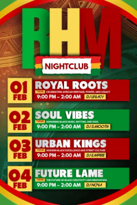 RHYTHM. ROOTS. NIGHTLIFE. VIBES. Affiche template