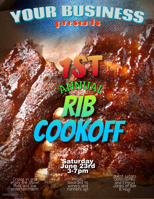 Ribfest Rib Cookoff Event flyer template | PosterMyWall