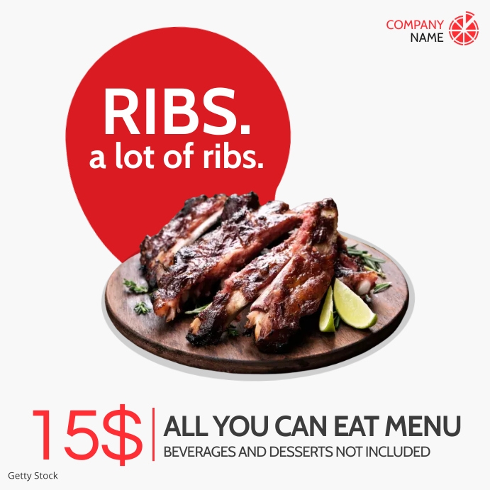 Advertising Ribs ribs all you can eat advertisement instagram Templat | PosterMyWall