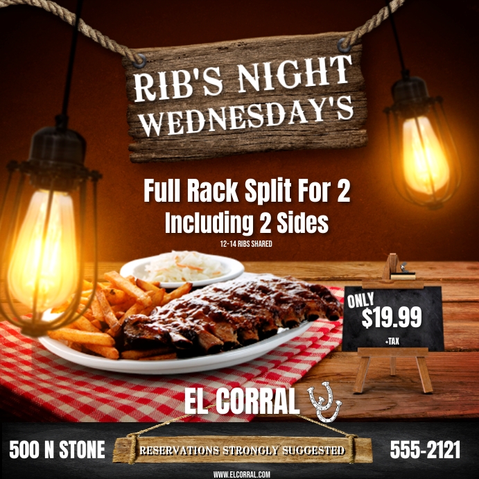 Advertising Ribs RIBS NIGHT INSTAGRAM AD Template | PosterMyWall