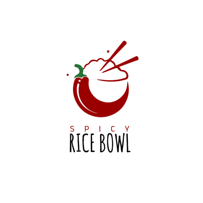 rice bowl/chilly/spicy/yummy/healthy/food/noodle/symbolic Logótipo template