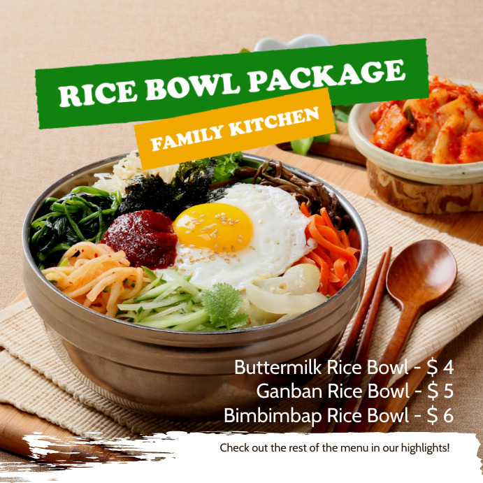 Rice Bowl Package Menu Template | PosterMyWall