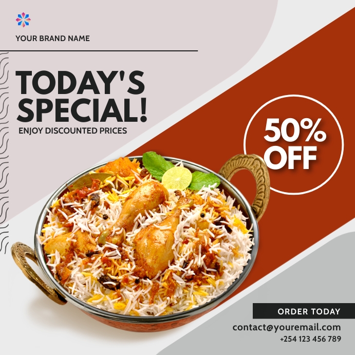 rice chicken food restaurant menu sale flyer Template | PosterMyWall