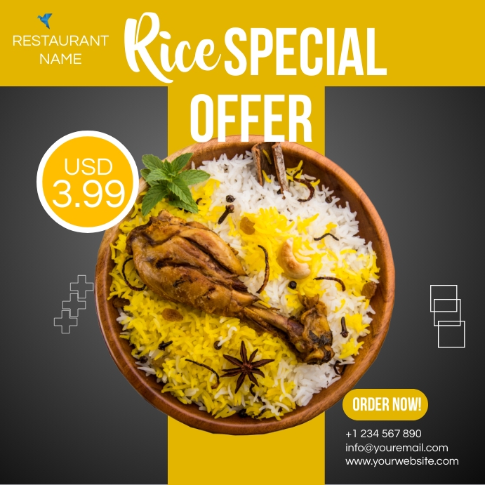 Rice Included Menu Sample rice menu Template | PosterMyWall