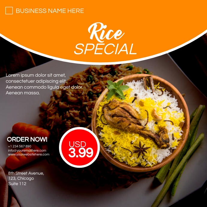 rice menu flyer Template | PosterMyWall