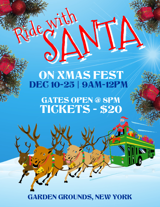 Santa Riding Poster Design Copy of Ride with santa flyer template | PosterMyWall