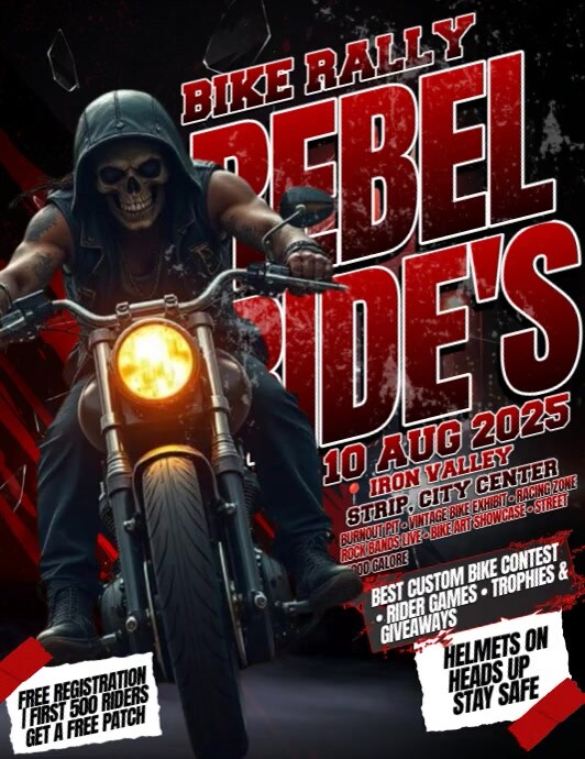 Ride. Rage. Rebel : Bike Rally Pamflet (VSA Brief) template
