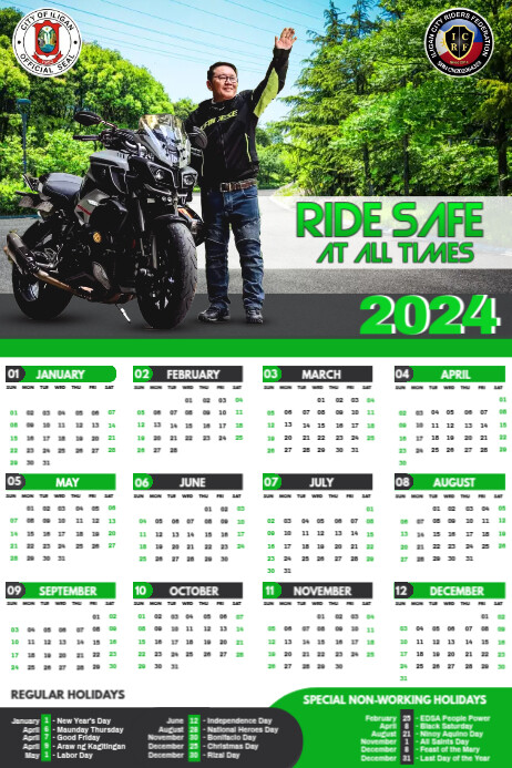 Riders Calendar 2024 โปสเตอร์ template