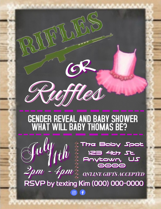 Copy of Rifles Or Ruffles Gender Reveal | PosterMyWall