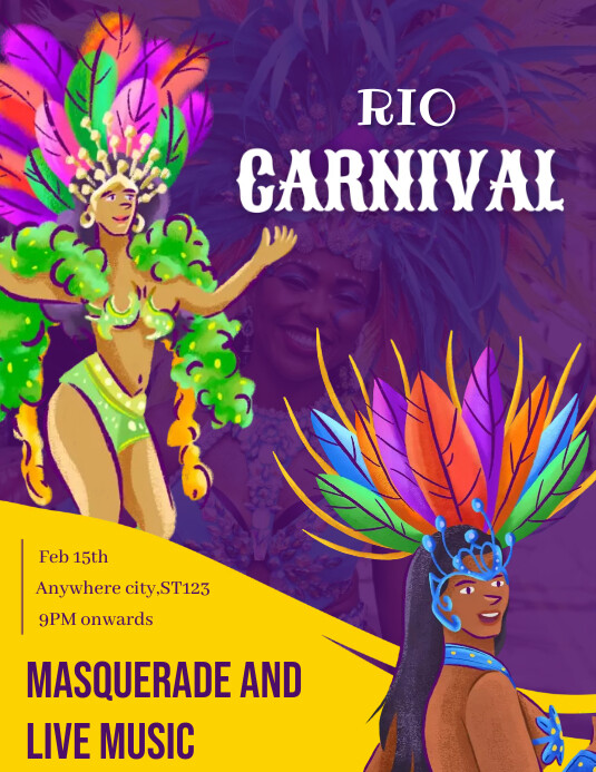 Rio Carnival Invitations Printable Rio Carnival Poster Frame Brazil