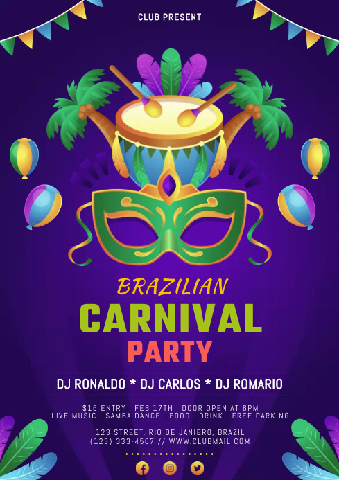 RIO CARNIVAL PARTY Template | PosterMyWall