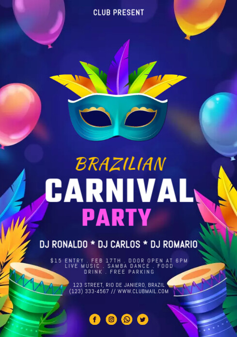 RIO CARNIVAL PARTY Template | PosterMyWall