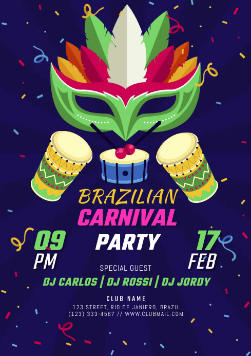RIO CARNIVAL PARTY Template | PosterMyWall