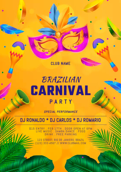 RIO CARNIVAL PARTY Template | PosterMyWall