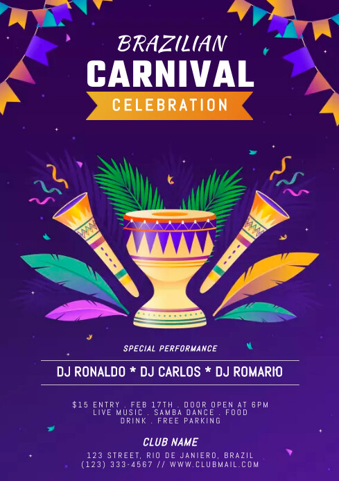 RIO CARNIVAL PARTY Template | PosterMyWall