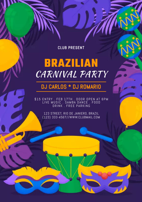 RIO CARNIVAL PARTY Template | PosterMyWall