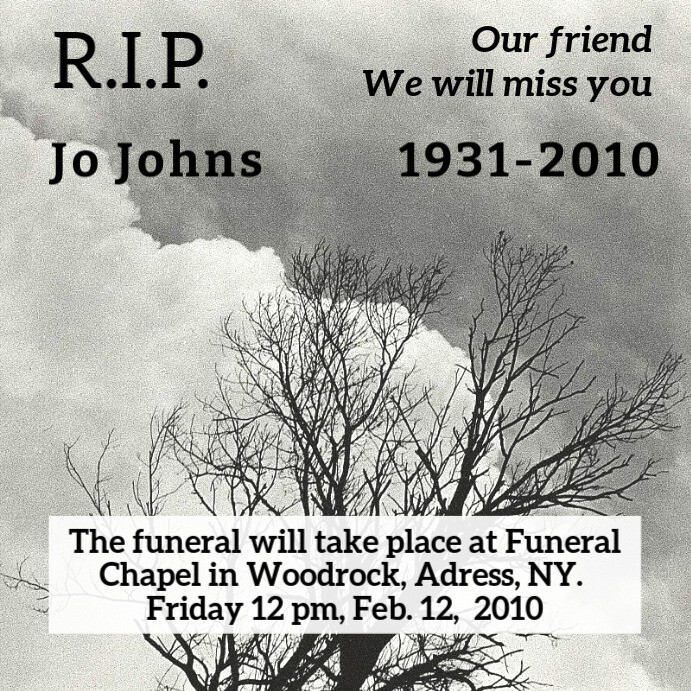 RIP Funeral Post Black and White Template | PosterMyWall