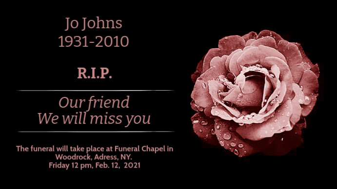 RIP Funeral Post Template | PosterMyWall