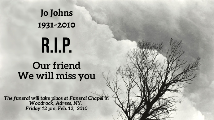 Plantilla de Rip Funeral Post W Couds | PosterMyWall