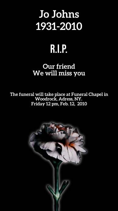 RIP Funeral vertical Template | PosterMyWall