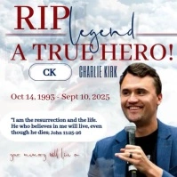 RIP Rest in Peace Charlie Kirk instagram post design template Square (1:1)