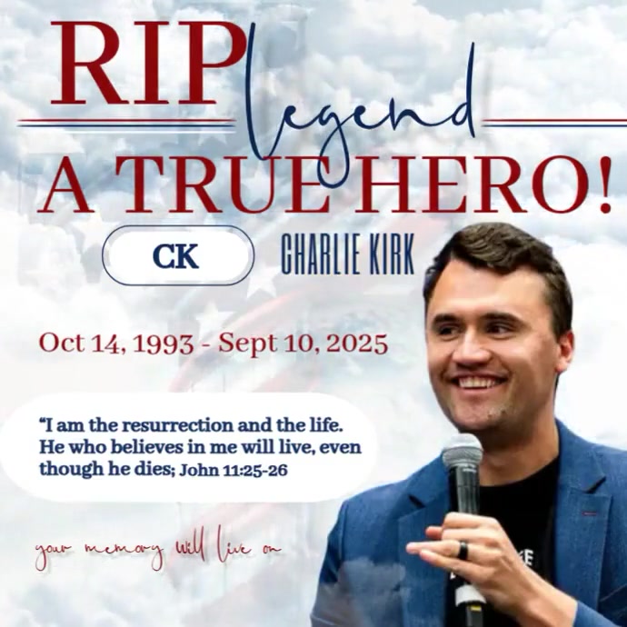 RIP Rest in Peace Charlie Kirk instagram post design template ...