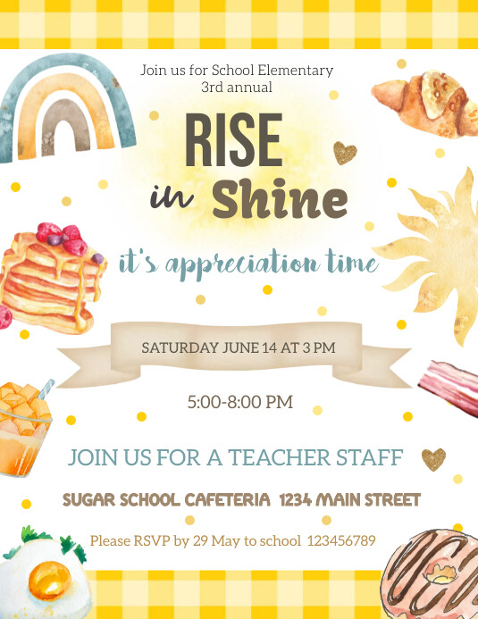 Rise and Shine Breakfast Appreciation Invitat Template | PosterMyWall
