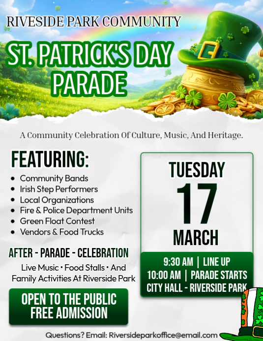 Riverside St. Patrick’s Parade Celebration Template | PosterMyWall