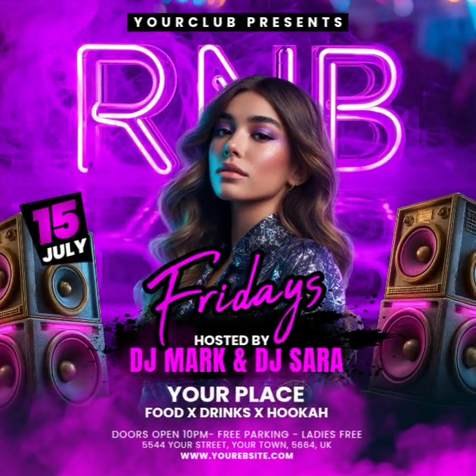 rnb party flyer Instagram Post template
