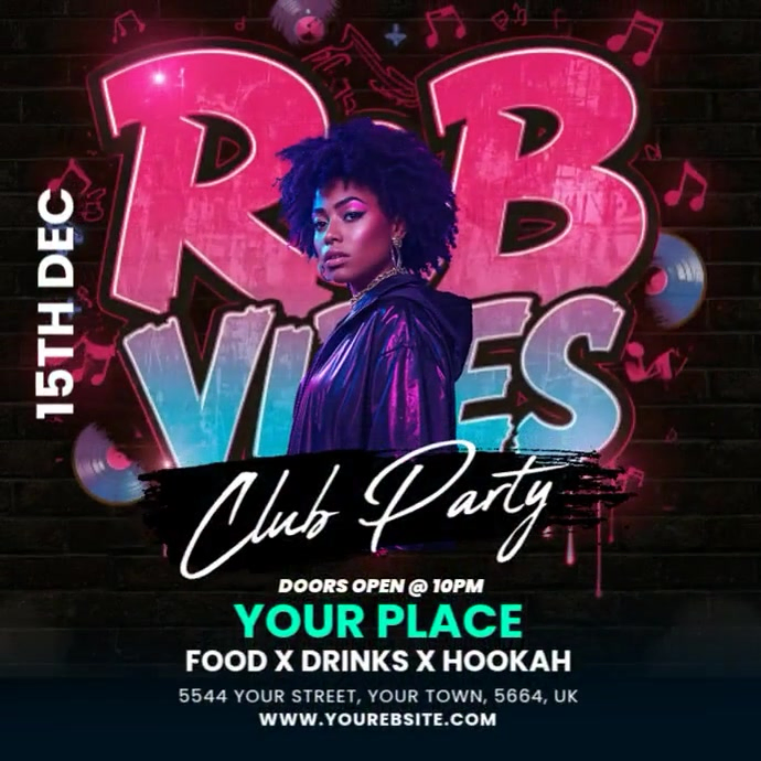 RnB party flyer Instagram Post template