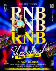 Rnb throwback thursday 90s oldskool classic music dj night club event invite flyer poster template Instagram Portrait