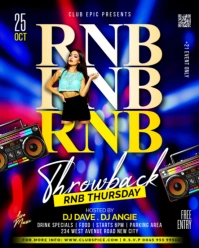 Rnb throwback thursday 90s oldskool classic music dj night club event invite flyer poster template Instagram Portrait