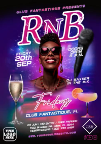 Neon R&B Night Video Flyer Party Template A4