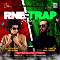 Rnb vs trap hiphop urban music dj battle nightclub event invitation online ad flyer poster template โพสต์บน Instagram