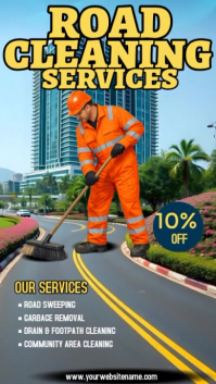 Road Cleaning Services เรื่องราวบน Instagram Template