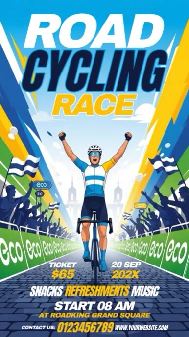 Road Cycling Event Digital Display (9:16) template