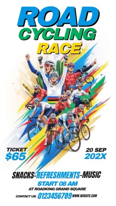 Road Cycling Race Цифровой дисплей (9 : 16) template