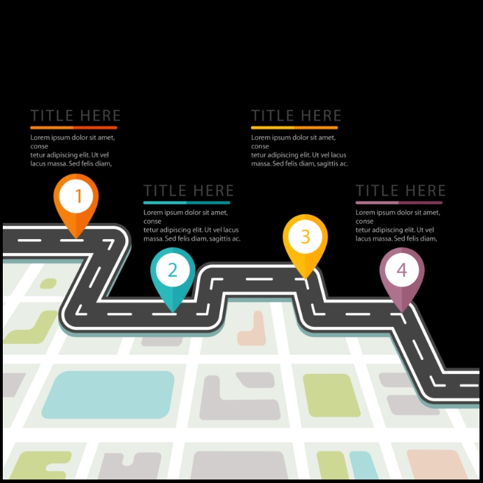 Road map vector colour road location Template | PosterMyWall