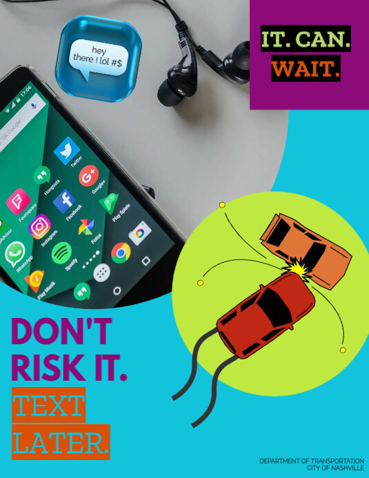 Campaign For Using Cars Less road safety, campaigns, cars, autos, cellphon Template | PosterMyWall
