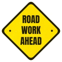 Road work ahead sign Post Instagram template