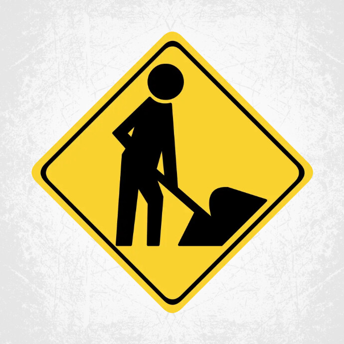 Road works sign, under construction Logo template