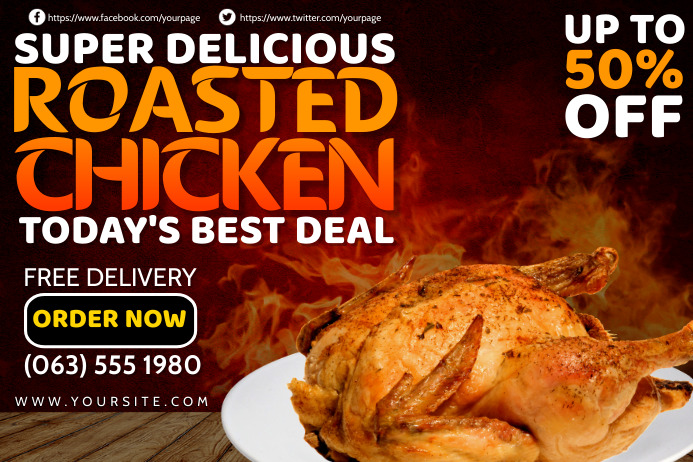 Roasted Chicken Poster (3 feet by 2 feet) Plakat template