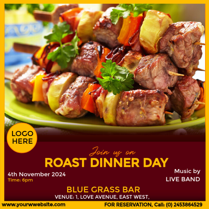 Post Design Dinner Roast Dinner Day Template | PosterMyWall