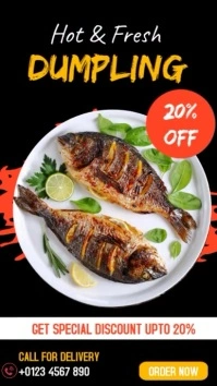 roasted fish ocean food l sea food dish Digital Display (9:16) template