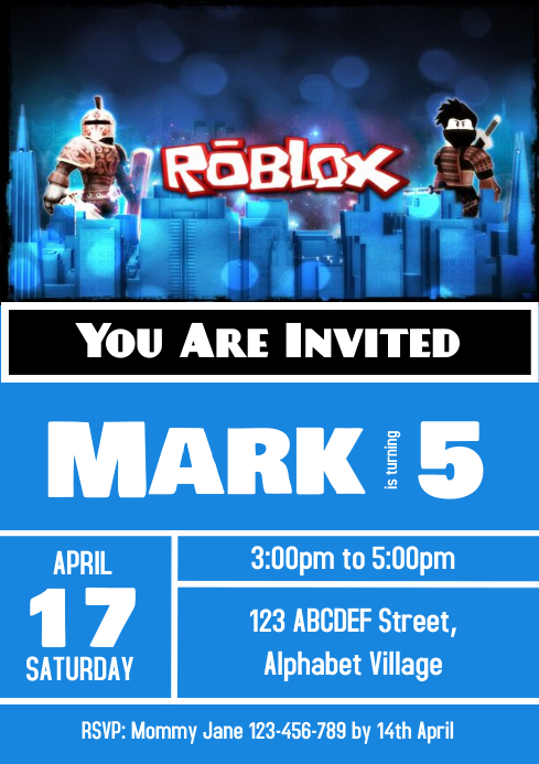 Roblox Birthday Invitation 24 Template | PosterMyWall
