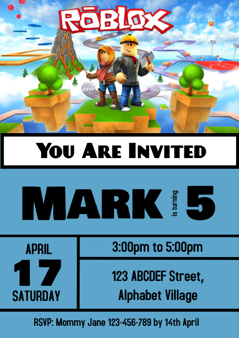 Roblox Birthday Invitation 6 Template | PosterMyWall