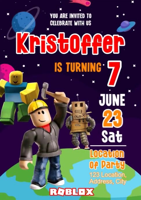 Roblox Birthday Invitation Card Template | PosterMyWall