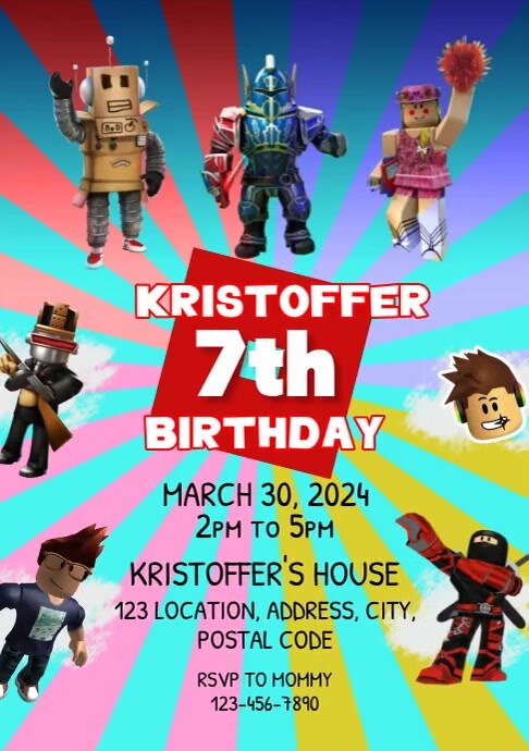 roblox birthday invitation card design Template | PosterMyWall