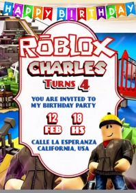 สีขาว Roblox Birthday Party A5 Template